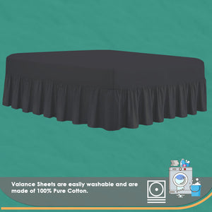 Black Bedding Valance Sheet UK (King) - Soft Brushed Pure Cotton - Pleated Frill- 152 x 200 +40cm