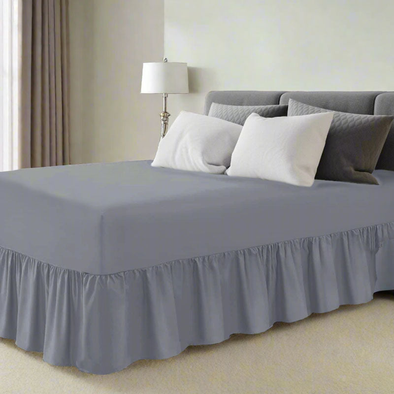 Joybees Gray Plain Dyed Pure Cotton Easy Care Valance Fitted Sheet Double 135 x 190 +40cm