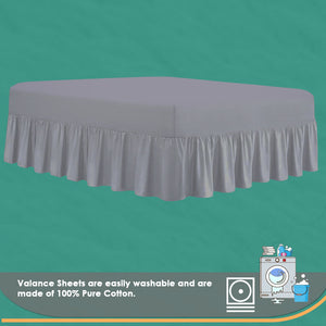 Single Valance Sheet Grey - Easy Care Frilled Base Fitted Valance Sheet 92 x 190cm - Pure Cotton Bed Skirt Valance Sheet