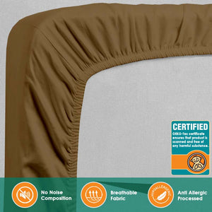 Brushed Microfiber King Size Fitted Sheets Brown, Soft, Lightweight Deep Fitted Sheet King Size Bed 152 x 200 +25cm