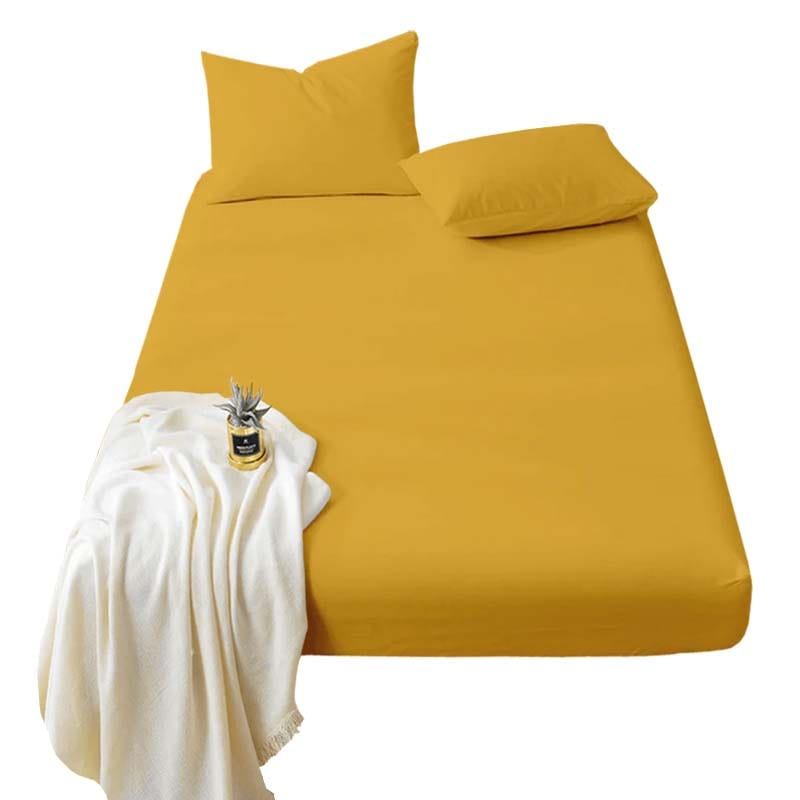 Single Fitted Sheet Golden 90 x 190 +25cm - Deep Fitted Single Sheet - Soft Microfiber 4 Way Stretch - Shrinkage and Fade Resistant.