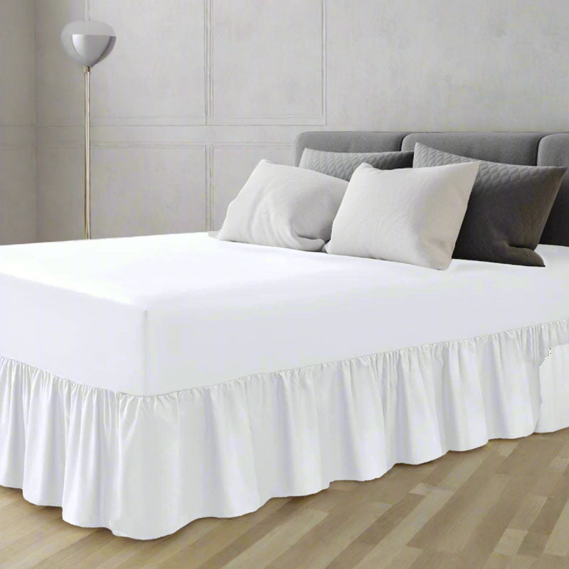 Frilled Design Base Valance Bed sheet +40cm, 100% Pure Cotton Bedding (King Size 152 x 200)