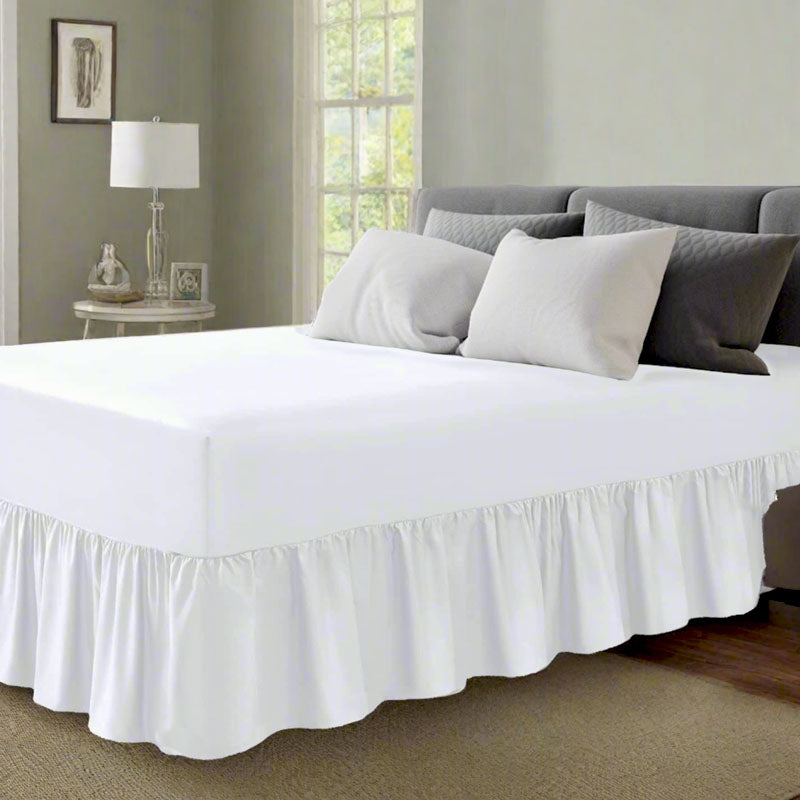 Super King Size Pleated Base Valance Bed sheet +40cm, Pure Cotton Bedding (Super King Size 152 x 200)