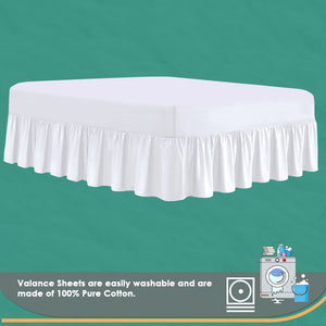 Cotton Fitted Valance Sheet | Easy Care 16 Inch / 40cm Extra Deep Frilled Valance Fitted Bed Sheet - Machine Washable - Single (White)