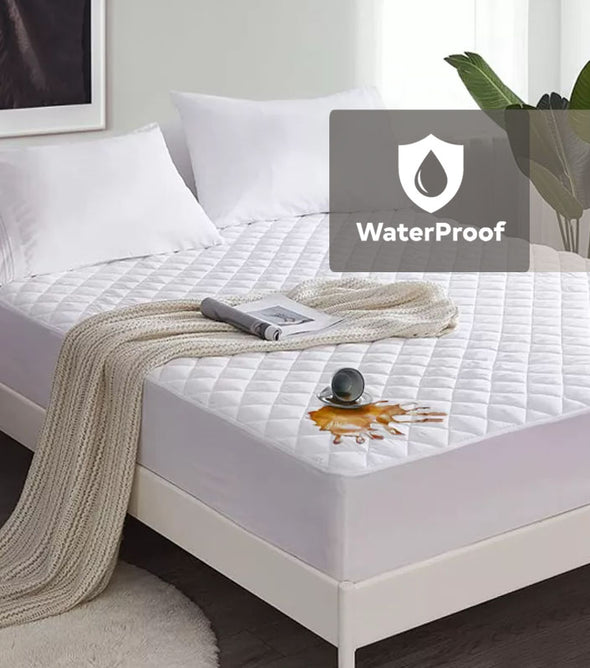 Bedding Waterproof Mattress Protector Double Bed Quilted 135x190 cm, Breathable Mattress Topper, Mattress Pad, Deep Fitted Mattress Cover (White)