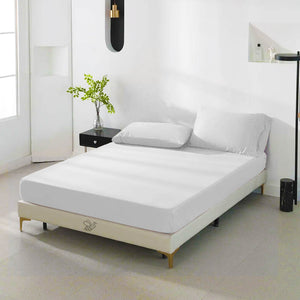 Superking Fitted Sheet Deep - White Bottom Sheet for Super Kingsize Bed with 40cm 16 Inches Extra Deep Sided Pocket